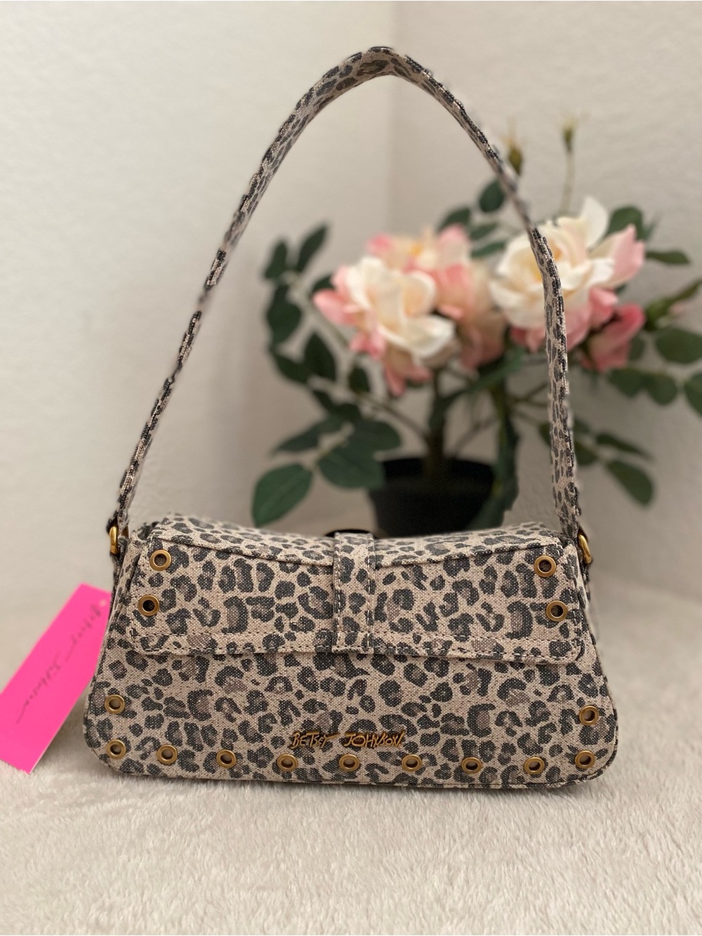 Betsey Johnson Leopard Print Shoulder Bag with Gold Buckle - Picture 3 of 10